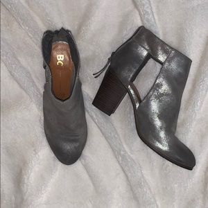 Silver Open Panel Heeled Booties